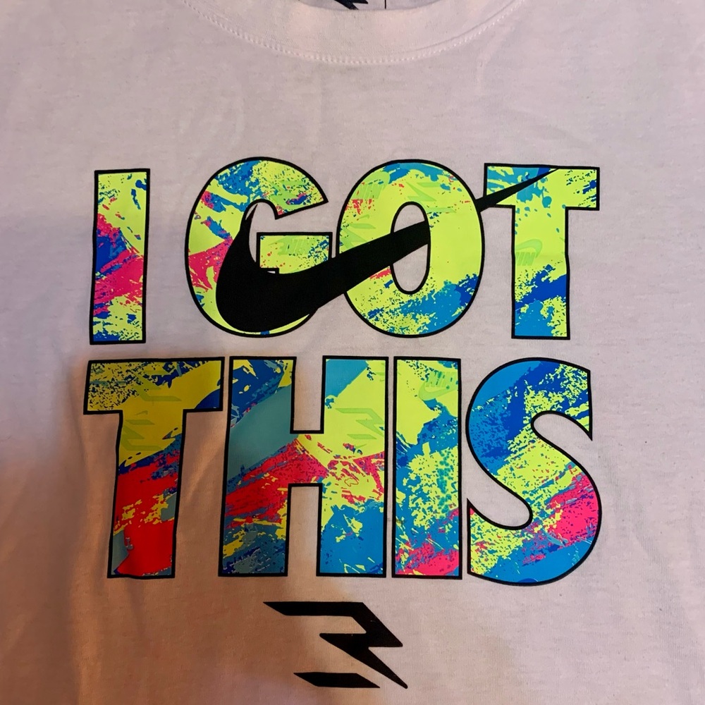 Nike White and Yellow Short Sleeve Tee Dynamic Graphic